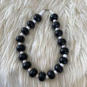 Black and white yin and Yang play dress up wooden statement round beads necklace